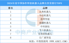 2024年度中国协做焊接机械人品牌出货量排行TOP